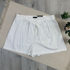 Bold Elements Womens High Rise Pleated A-Line Shorts White Size 14 Belted
